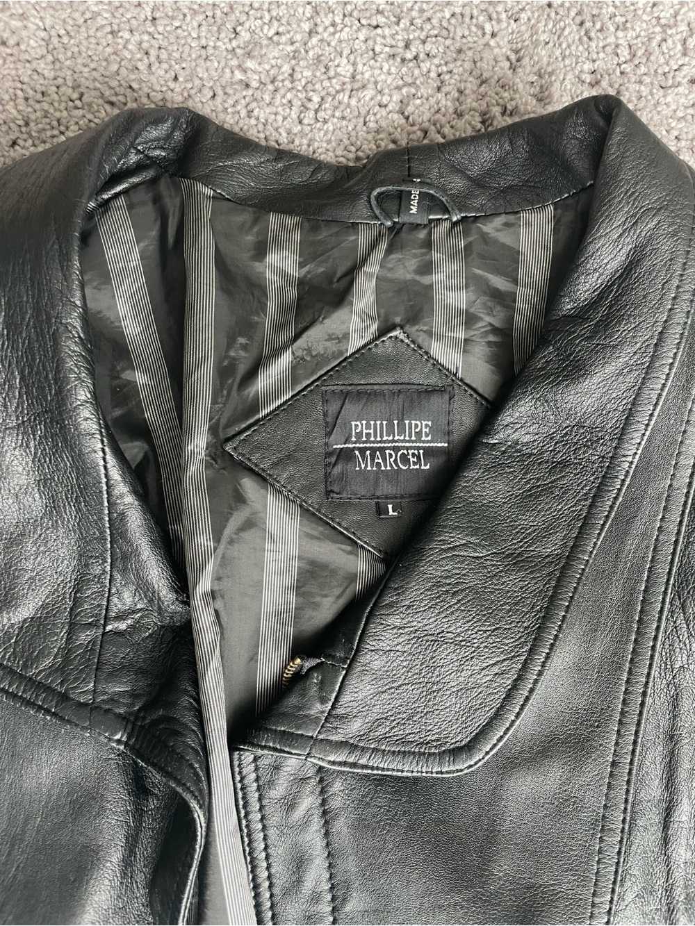 Men's Black Leather Bomber Jacket